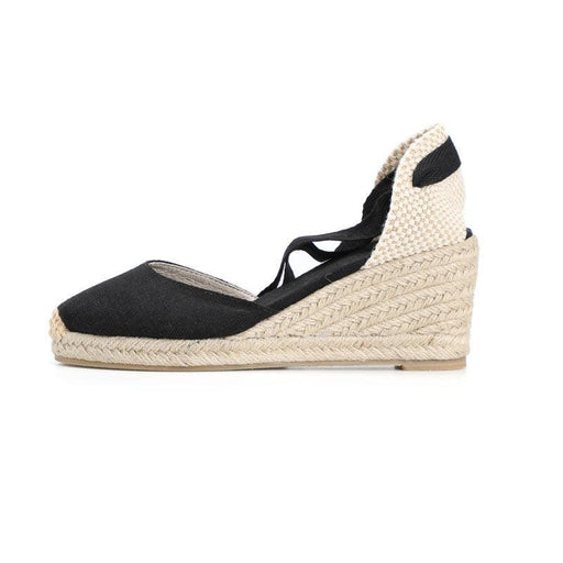 Hemp rope wedge platform sandals, view 3 - MRSLM