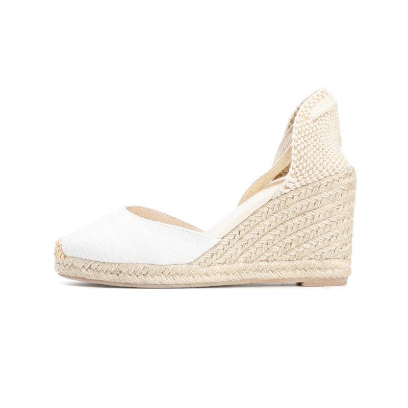 Hemp Rope Straw Sandals Sponge Cake Thick-soled Wedges With Baotou Linen - MRSLM