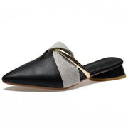 women's pointed thick heel mule slippers, view 3 - MRSLM