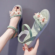 Women's flat casual sandals with elastic strap - MRSLM