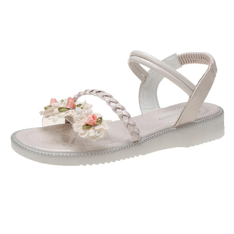 Summer New Style Flat Bottomed Sandals With Flowers Fashion Casual Shoes Women - MRSLM