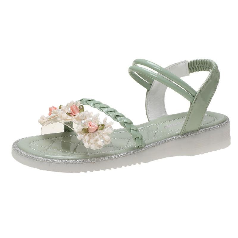 Women's flat casual sandals with elastic strap, view 2 - MRSLM
