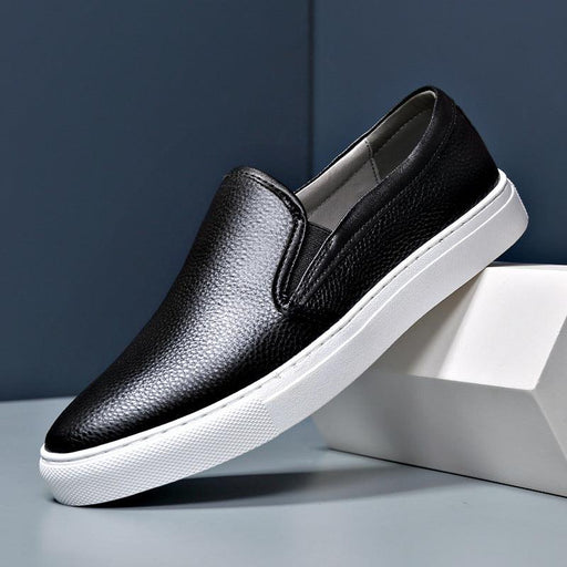 Men's white leather loafers, view 3 - MRSLM