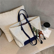 Large summer canvas shoulder tote bag, view 8 - MRSLM