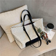 Large summer canvas shoulder tote bag, view 7 - MRSLM