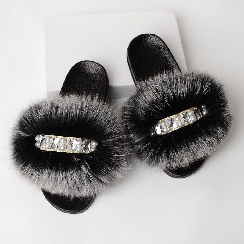 Simple fur slippers, view 3 - MRSLM