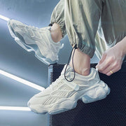 men's white lace-up casual sneakers - MRSLM