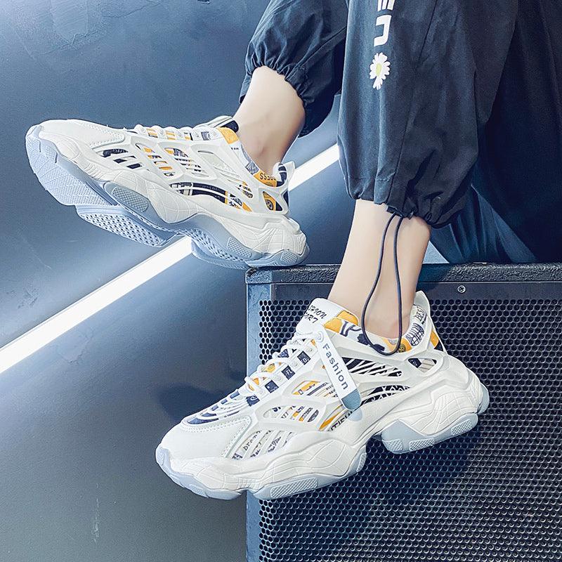 men's white lace-up casual sneakers, view 6 - MRSLM