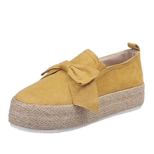 Women's espadrille flatform bowknot suede flats, view 3 - MRSLM