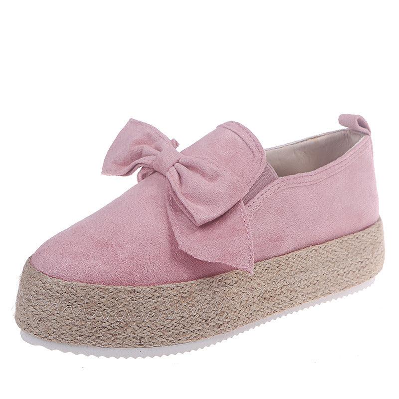 Womens Flats Shoes Espadrilles Flatforms Bowknot Suede Hemp Rope - MRSLM