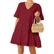 short sleeve pleated dress, view 5 - MRSLM