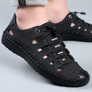 Leather cowhide hollow sandals - MRSLM