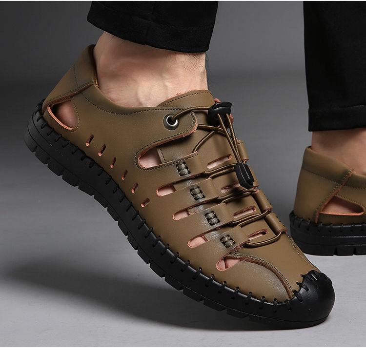 Leather cowhide hollow sandals, view 5 - MRSLM