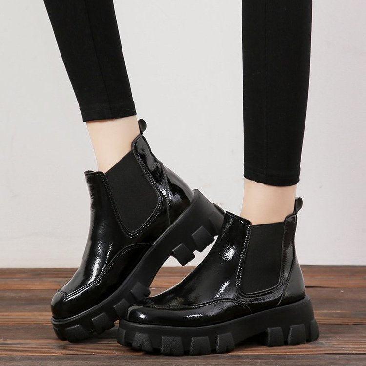 Boots Female British Style Single Boots Thick-soled Increased