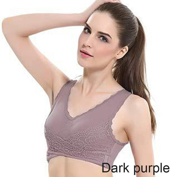 Front Cross Side Buckle Lace Side Non-Wire Sports Fitness Bra - MRSLM