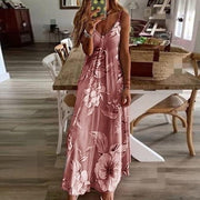 Slim long flower suspender dress, view 9 - MRSLM