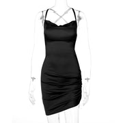 Women's sleeveless satin dress, view 2 - MRSLM