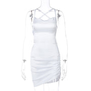 Women's sleeveless satin dress, view 4 - MRSLM
