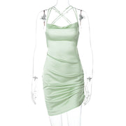 Women's sleeveless satin dress, view 6 - MRSLM