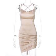Women's sleeveless satin dress, view 7 - MRSLM