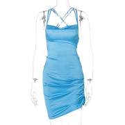 Women's sleeveless satin dress, view 8 - MRSLM