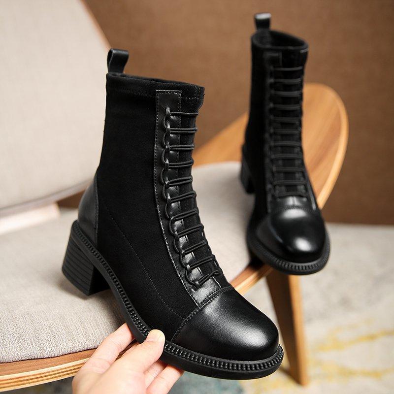 women's thick low heel ankle boots - MRSLM