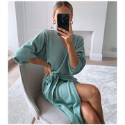 knitted wrap dress, view 4 - MRSLM