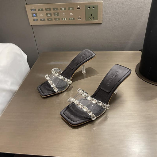 women's rhinestone strap high heel sandals, view 4 - MRSLM
