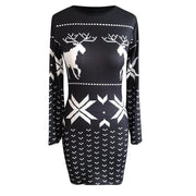 Christmas print tight-fitting dress, view 2 - MRSLM