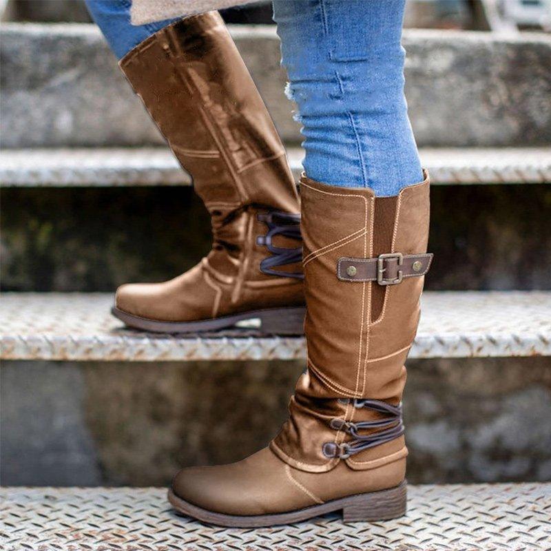 Women's zipper belt buckle high boots, view 3 - MRSLM