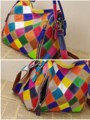 patchwork leather shoulder bag, view 2 - MRSLM