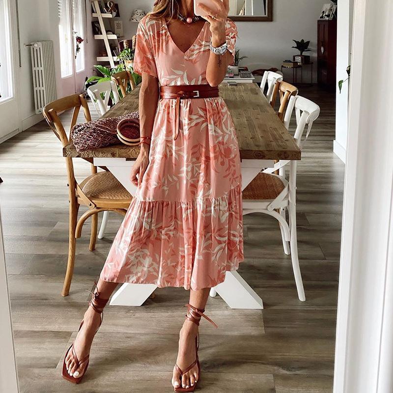 Floral V-neck sleeveless long dress, view 3 - MRSLM