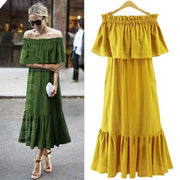 Women's ruffled slim long dress, view 4 - MRSLM