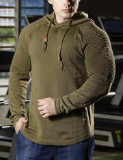 Solid Color Casual Male Long Sleeve Hoodie - MRSLM