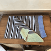 contrast striped knitted scarf, view 5 - MRSLM