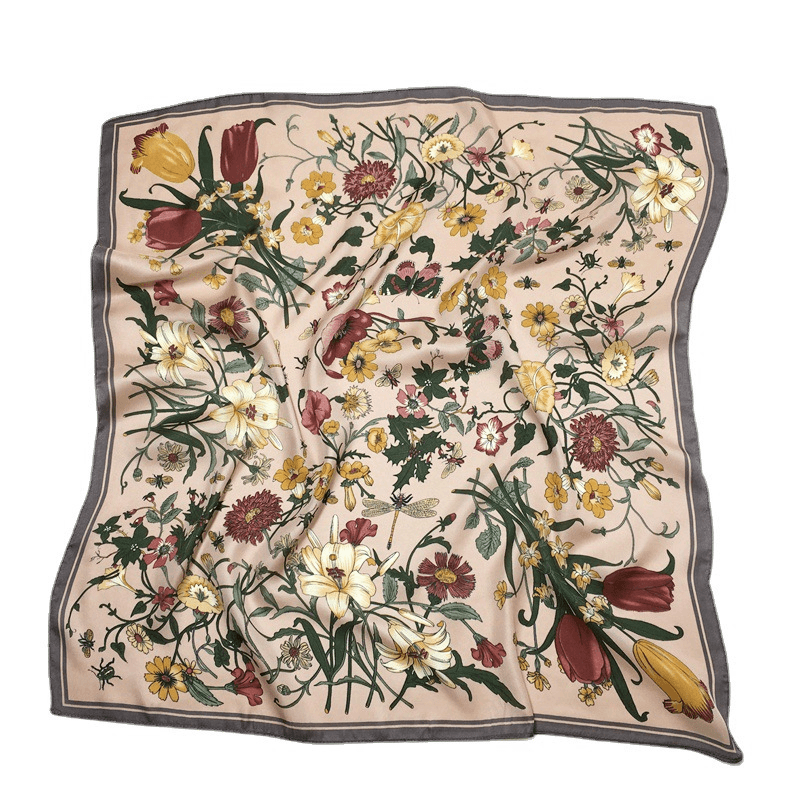 women's small square floral scarf, view 11 - MRSLM