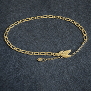 Women's metal leaf waist chain, view 5 - MRSLM