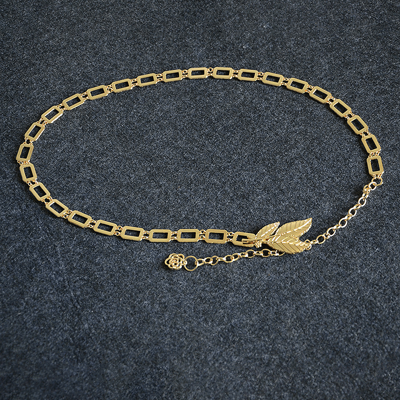 Women's metal leaf waist chain, view 5 - MRSLM