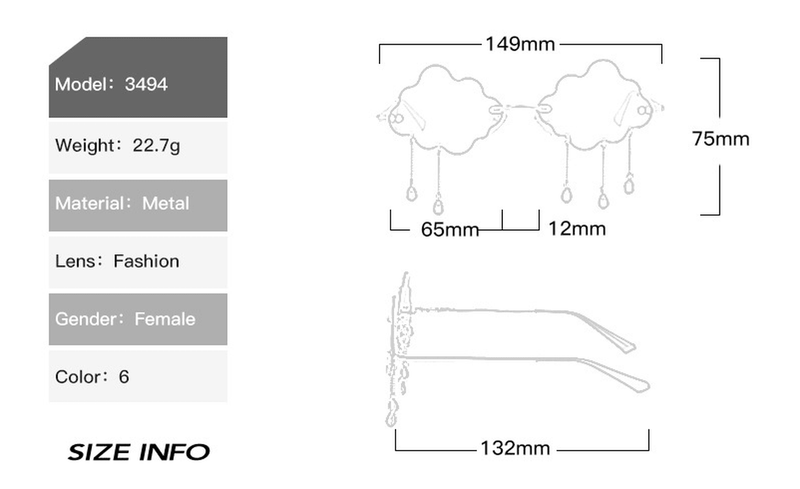 party funny rimless gold frame sunglasses, view 9 - MRSLM