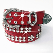 women's cowhide belt with rhinestone buckle - MRSLM