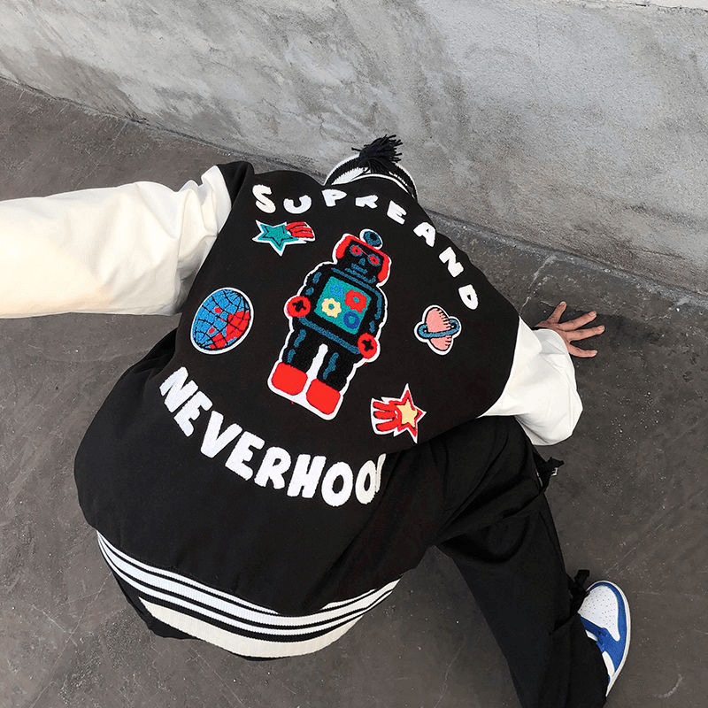 men's loose baseball jacket, view 4 - MRSLM