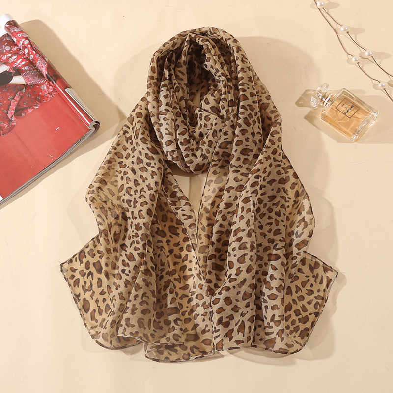 Leopard chiffon thin shawl, view 4 - MRSLM