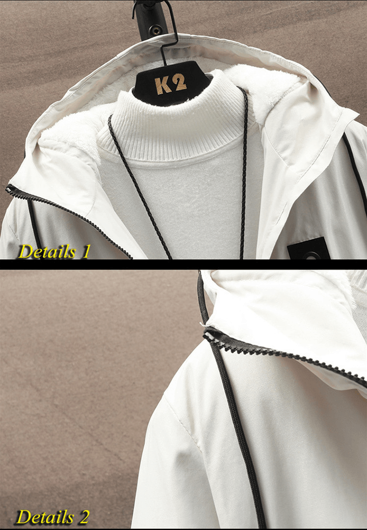 Men'S Solid Color Hooded Jacket Korean Version plus Velvet Thickening - MRSLM