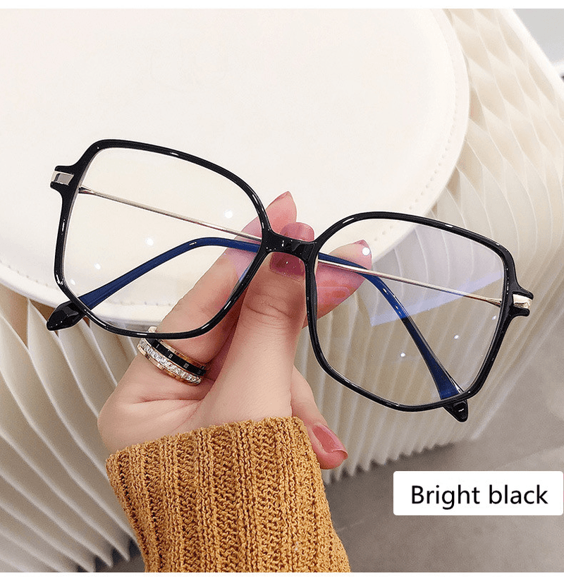 retro big frame flat lens glasses, view 2 - MRSLM