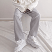 Men'S Solid Color Simple Mid-Waist Loose Casual Trousers - MRSLM