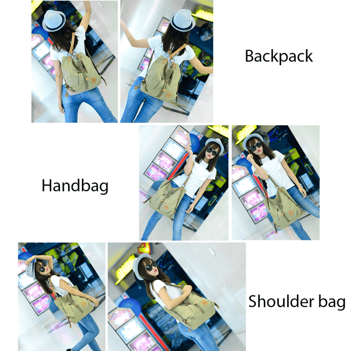 Multifunctional Canvas Bag Women Convertible Backpack Purse Ladies Shoulder Bag Casual Handbag - MRSLM
