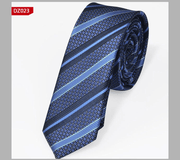 narrow striped jacquard tie, view 2 - MRSLM