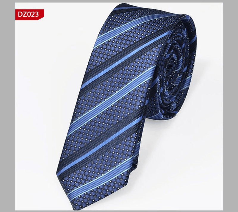 narrow striped jacquard tie, view 2 - MRSLM