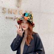 rabbit fur digital print fisherman hat, view 3 - MRSLM