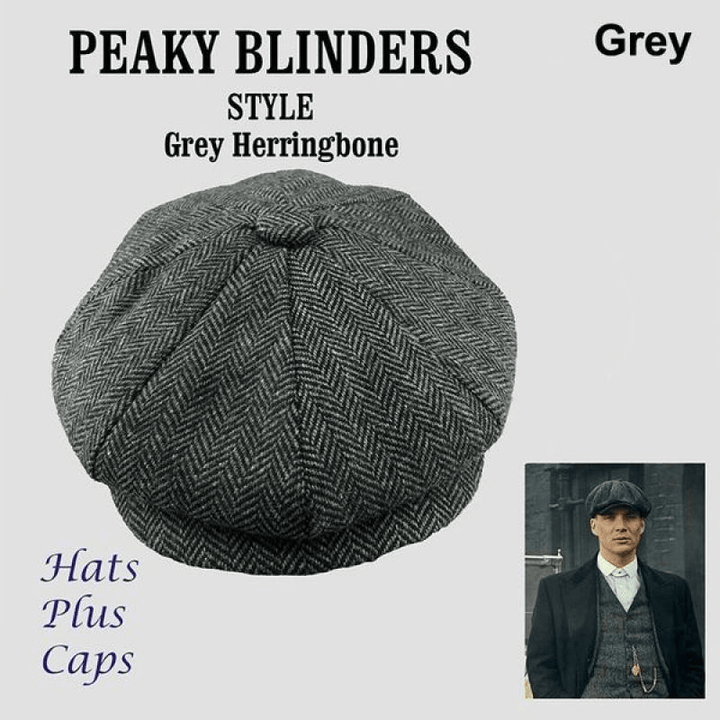 Men's Herringbone Wool Newsboy Cap Gatsby Flat Cap - MRSLM